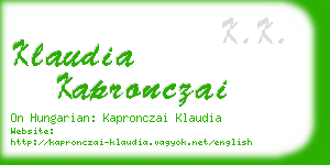 klaudia kapronczai business card